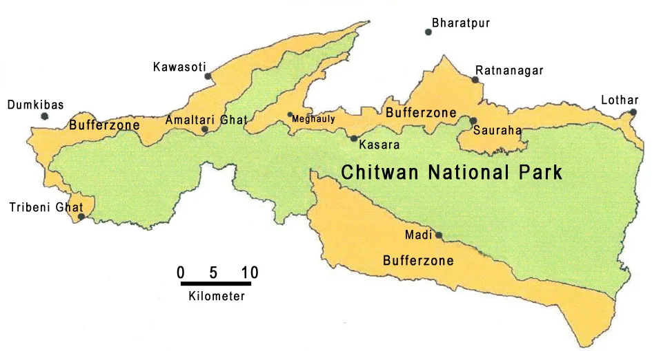 Chitwan Jungle Safari route map